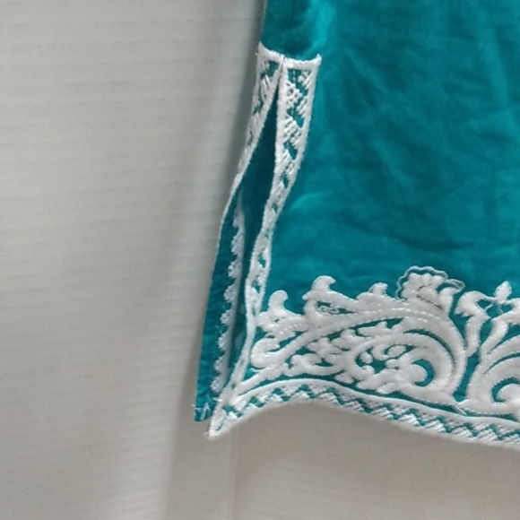 Michael Kors Embroidered Bohemian BOHO teal turquoise Tunic top small - Picture 5 of 8